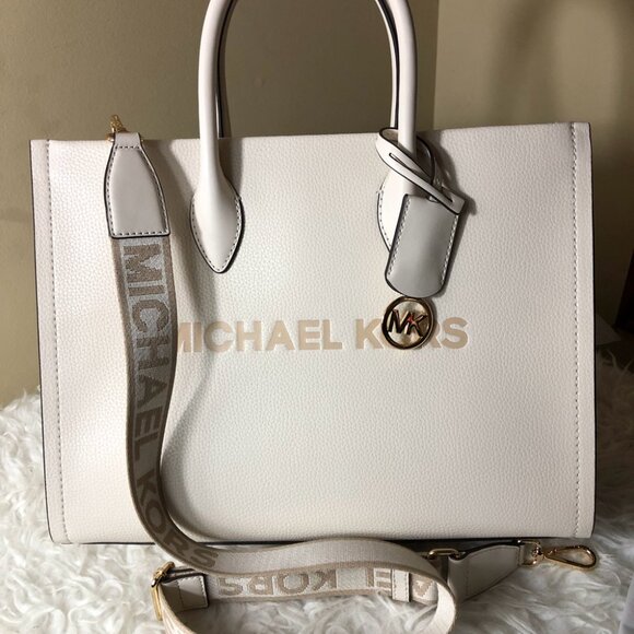 New Michael Kors Mirella Medium Tote Pebbled Leather Shopper Bag